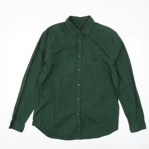 Urban Outfitters Men's Green Cotton Button-Up Shirt S