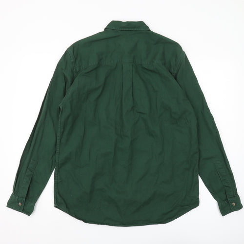 Urban Outfitters Men's Green Cotton Button-Up Shirt S