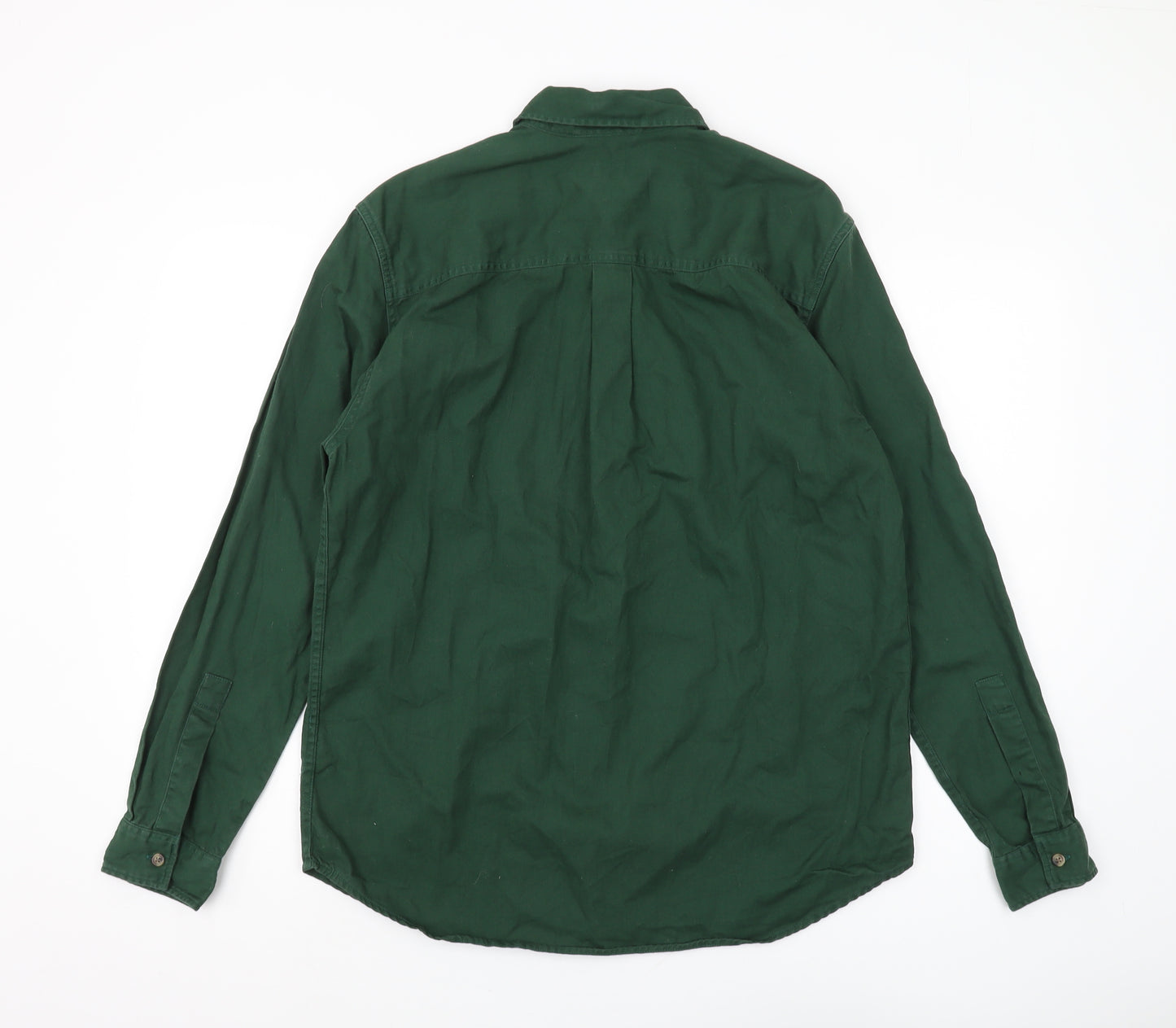 Urban Outfitters Men's Green Cotton Button-Up Shirt S