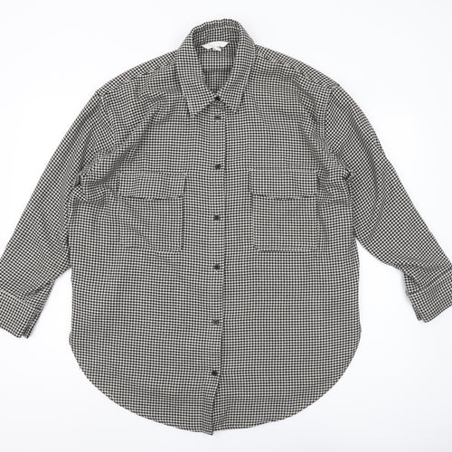 H&M Men's M Black White Geometric Long Sleeve Shirt