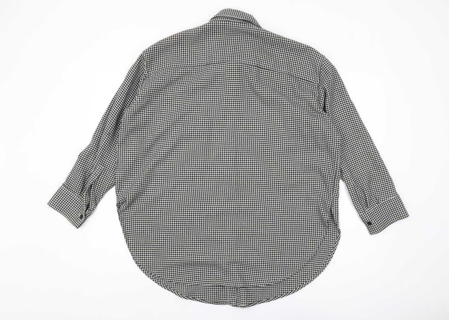 H&M Men's M Black White Geometric Long Sleeve Shirt