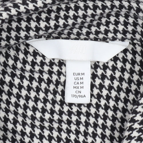 H&M Men's M Black White Geometric Long Sleeve Shirt