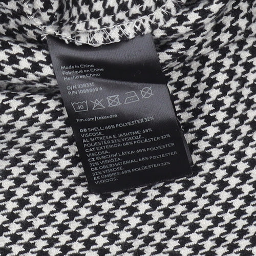 H&M Men's M Black White Geometric Long Sleeve Shirt