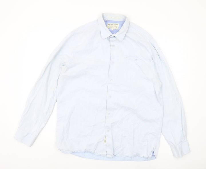 Racing Green Men's Blue Regular Fit Shirt, L, Casual Classic