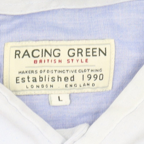 Racing Green Men's Blue Regular Fit Shirt, L, Casual Classic
