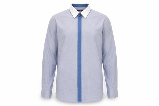Front view of Next Men's Blue Slim Fit Long Sleeve Shirt 17