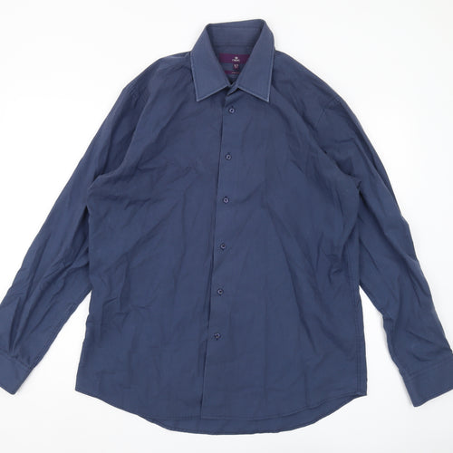 Next Men's Blue Regular Fit Button-Up Shirt 16.5