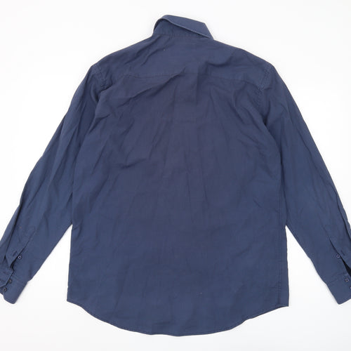 Next Men's Blue Regular Fit Button-Up Shirt 16.5