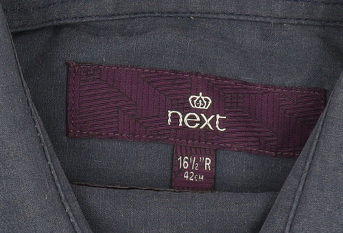 Next Men's Blue Regular Fit Button-Up Shirt 16.5