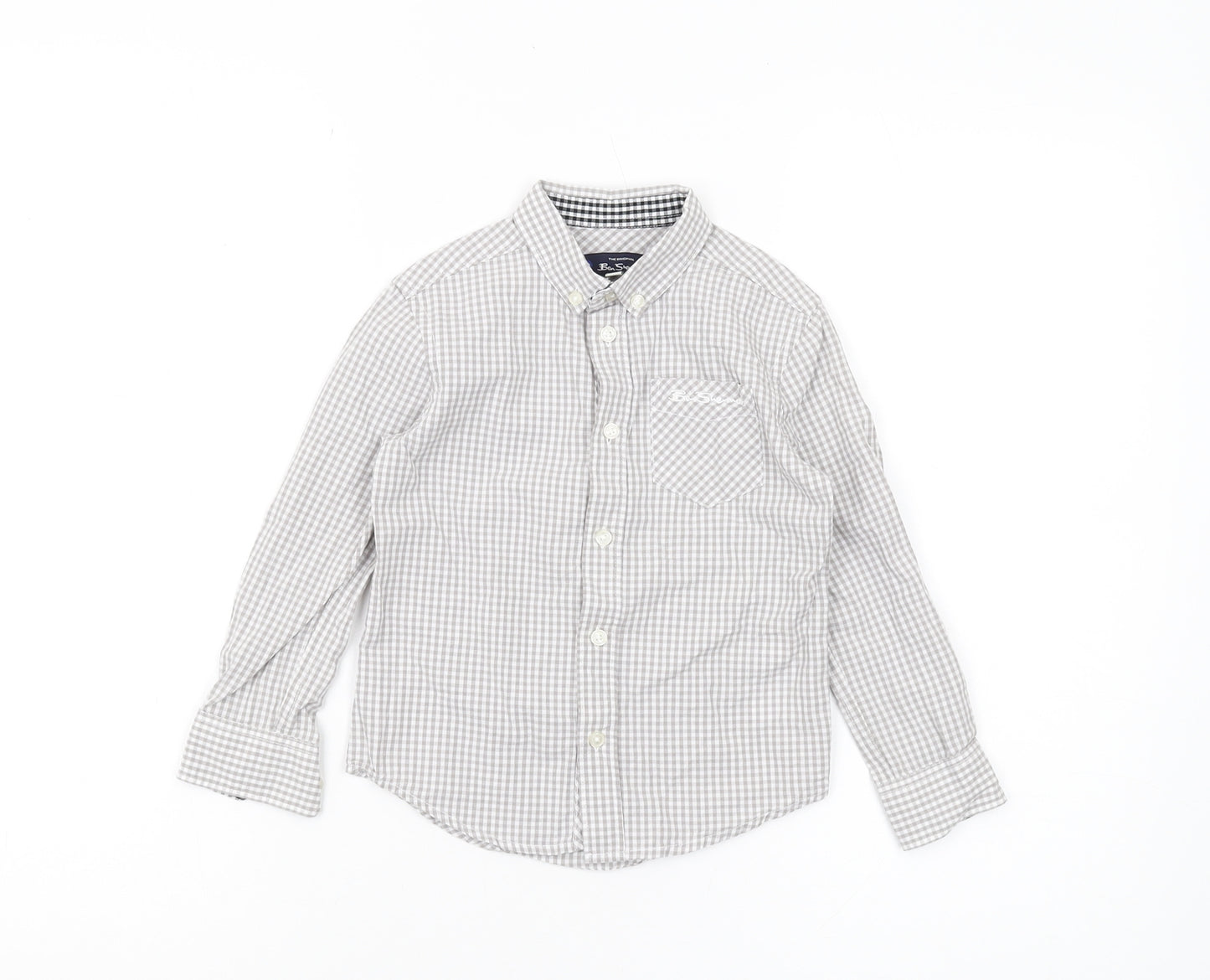 Ben Sherman Boys Grey Check Button-Up Shirt 3-4 Years