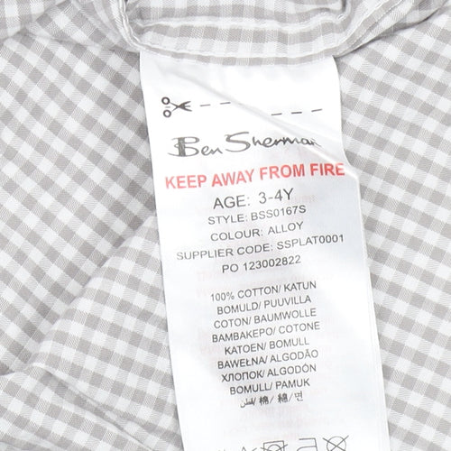 Ben Sherman Boys Grey Check Button-Up Shirt 3-4 Years
