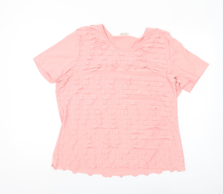Damart Pink Women's Ruffle T-Shirt Size 18