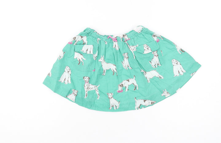 Mini Boden Girls' Green Animal Print A-Line Skirt, 18-24 Months