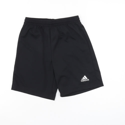 Adidas Boys Black Athletic Shorts, Size 12Y, Elastic Waist