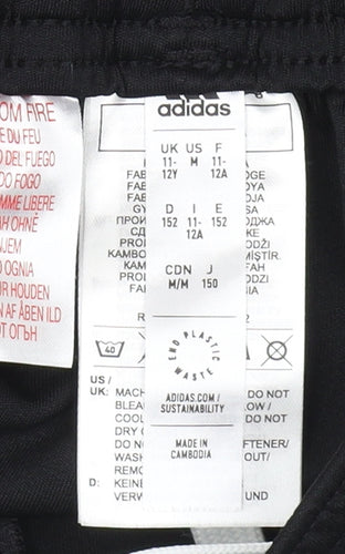 Adidas Boys Black Athletic Shorts, Size 12Y, Elastic Waist