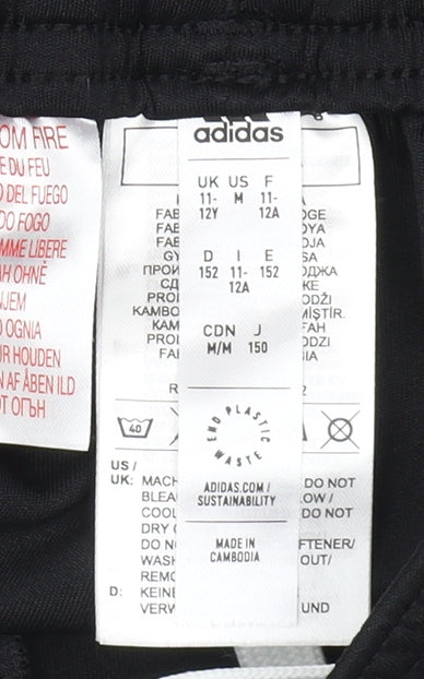Adidas Boys Black Athletic Shorts, Size 12Y, Elastic Waist