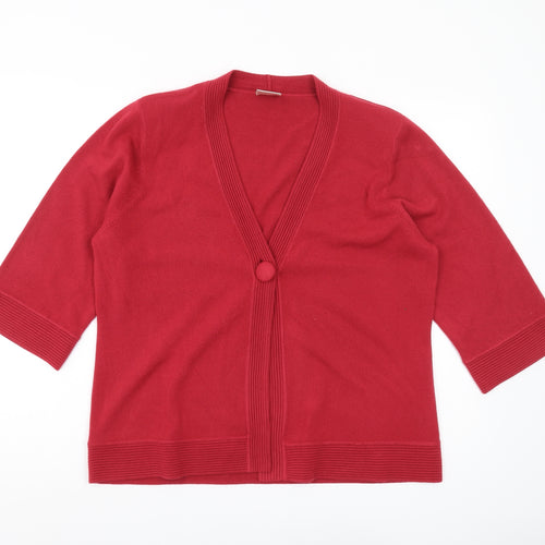 Eastex Women's Red Cardigan, Size 18, V-Neck, 3/4 Sleeve