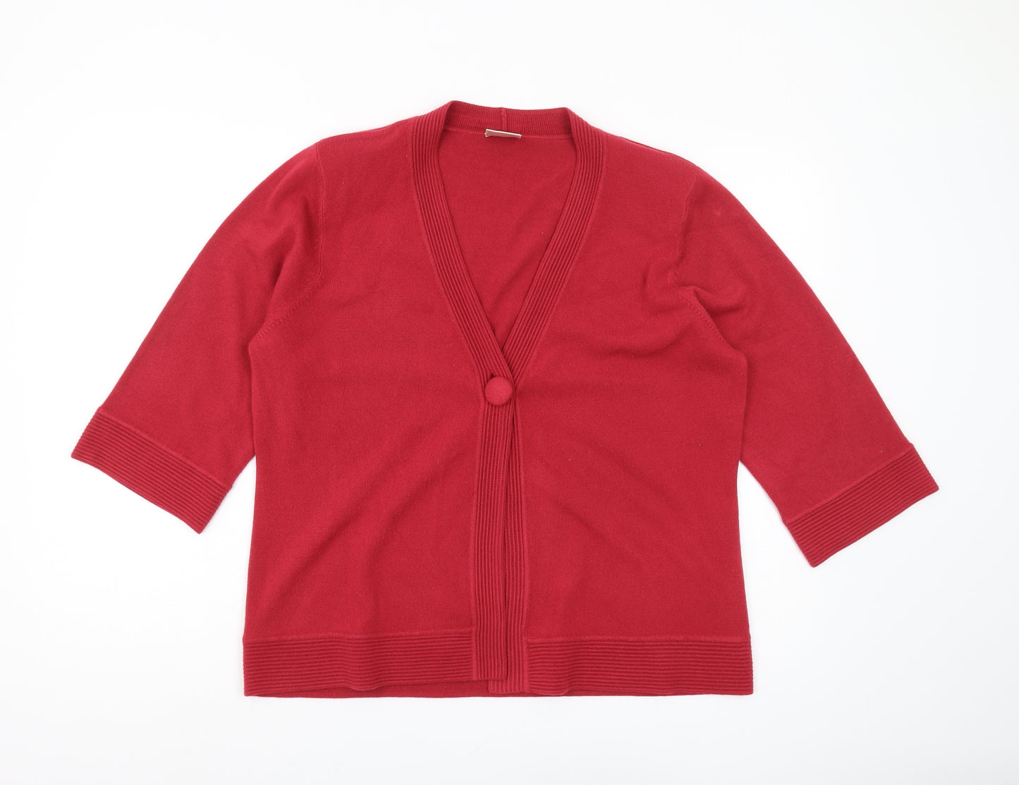 Eastex Women's Red Cardigan, Size 18, V-Neck, 3/4 Sleeve