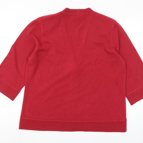 Eastex Women's Red Cardigan, Size 18, V-Neck, 3/4 Sleeve