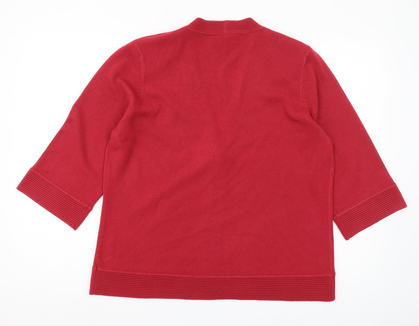 Eastex Women's Red Cardigan, Size 18, V-Neck, 3/4 Sleeve