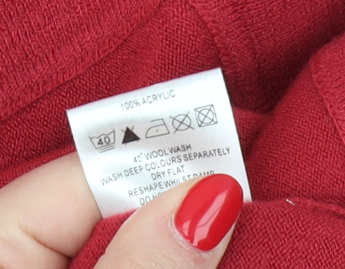 Eastex Women's Red Cardigan, Size 18, V-Neck, 3/4 Sleeve