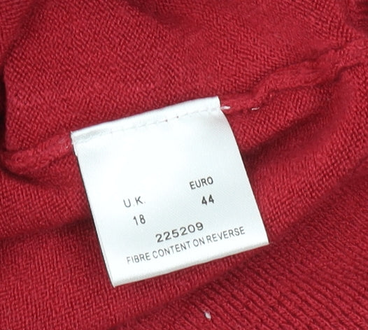 Eastex Women's Red Cardigan, Size 18, V-Neck, 3/4 Sleeve