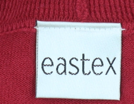 Eastex Women's Red Cardigan, Size 18, V-Neck, 3/4 Sleeve