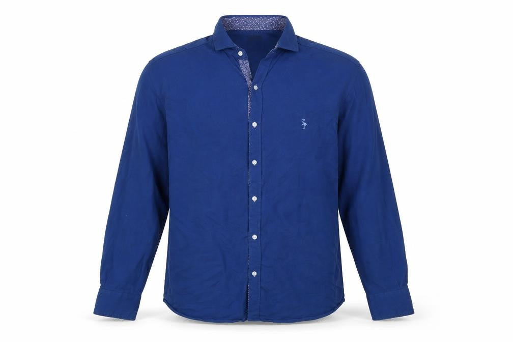 Front view of Tailorbyrd Men's XL Blue Cotton Button-Up Shirt
