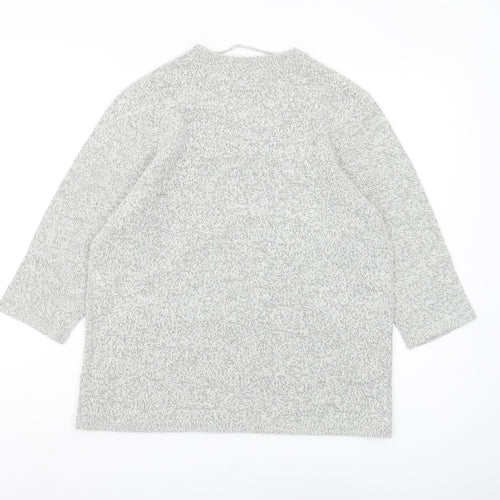 Damart Women's Grey Pullover Jumper M V-Neck 3/4 Sleeve