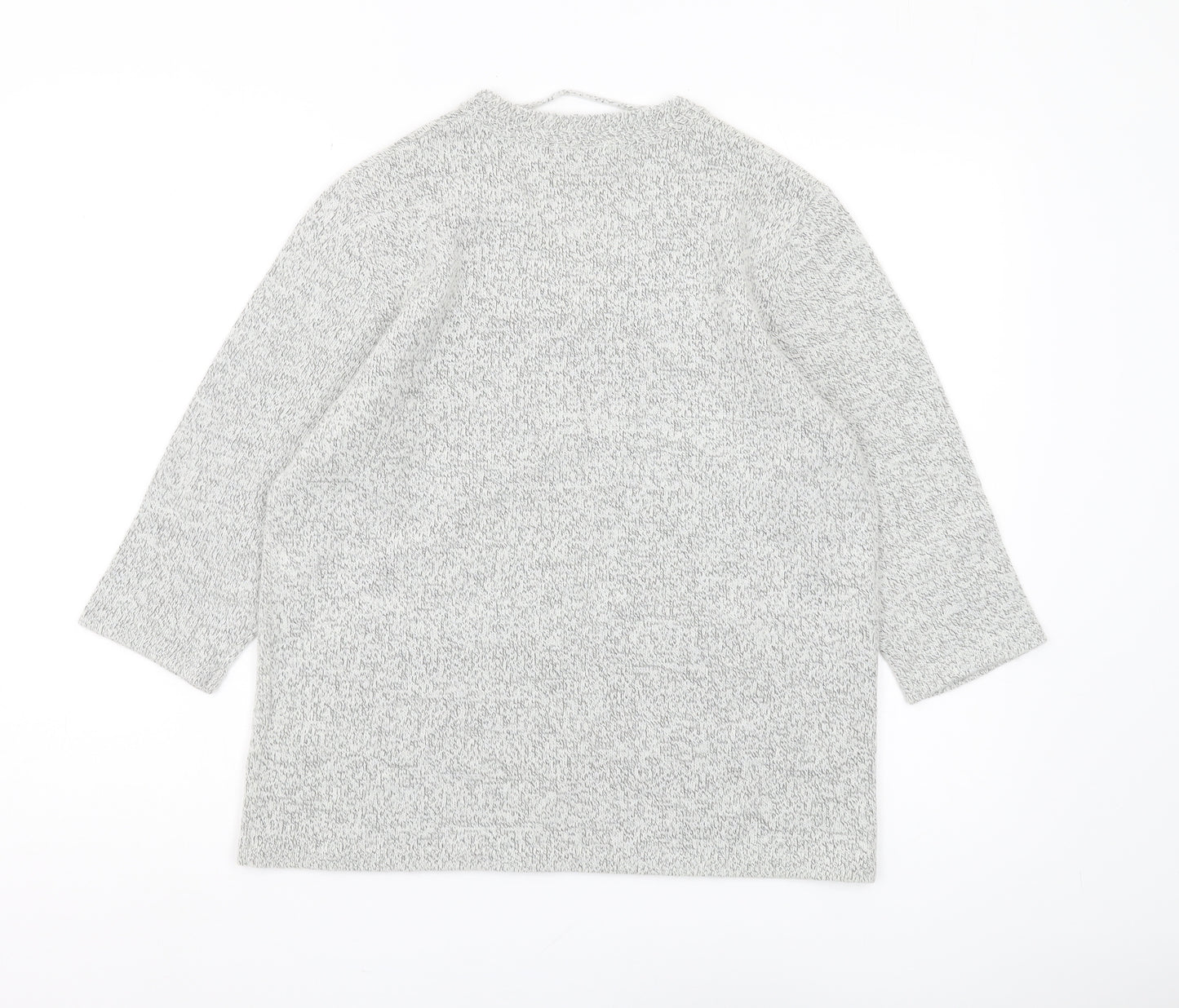 Damart Women's Grey Pullover Jumper M V-Neck 3/4 Sleeve
