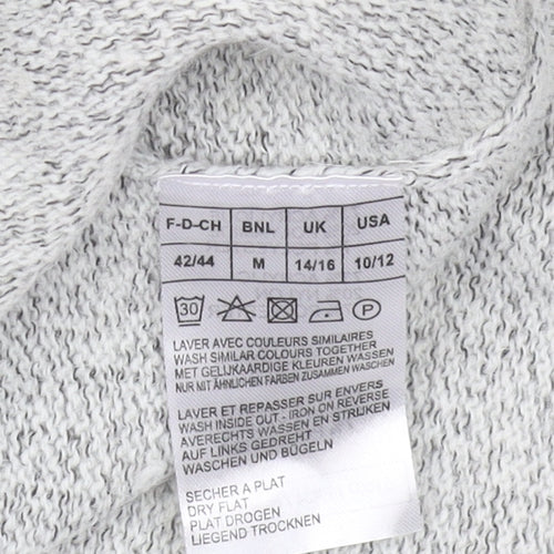 Damart Women's Grey Pullover Jumper M V-Neck 3/4 Sleeve
