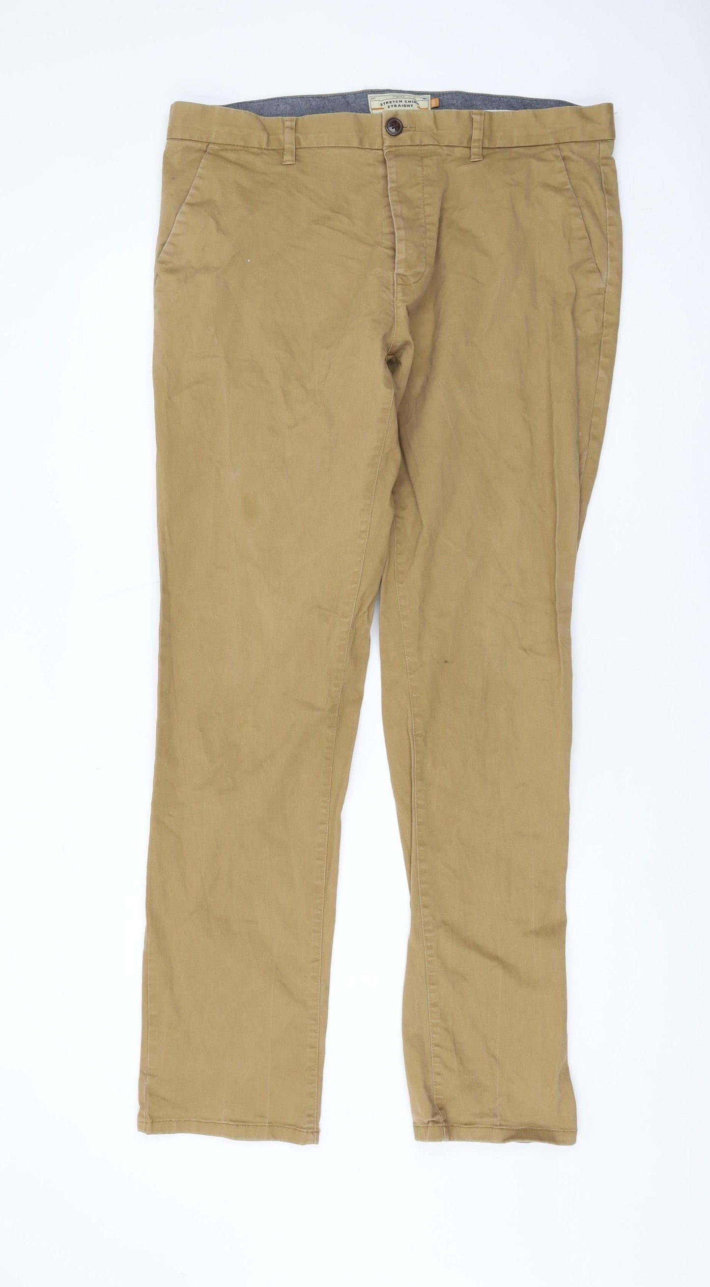 Next Men's Beige Chino Trousers, Size 36, Regular Fit