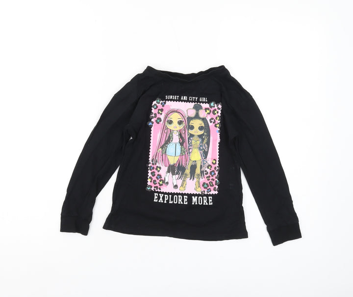 LOL Surprise Girls Black Graphic Long Sleeve T-Shirt 6-7 Years