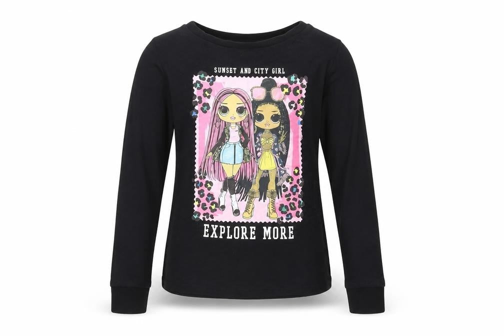 LOL Surprise Girls Black Graphic Long Sleeve T-Shirt 6-7 Years