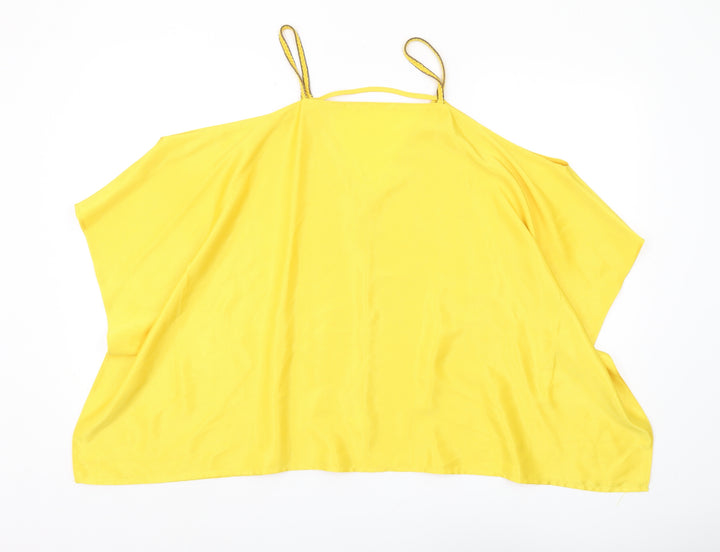 River Island Women's Yellow Tank Top - Size S, Spaghetti Straps