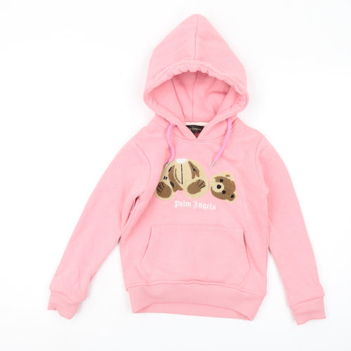 Palm Angels Girls Pink Embroidered Pullover Hoodie 6 Years
