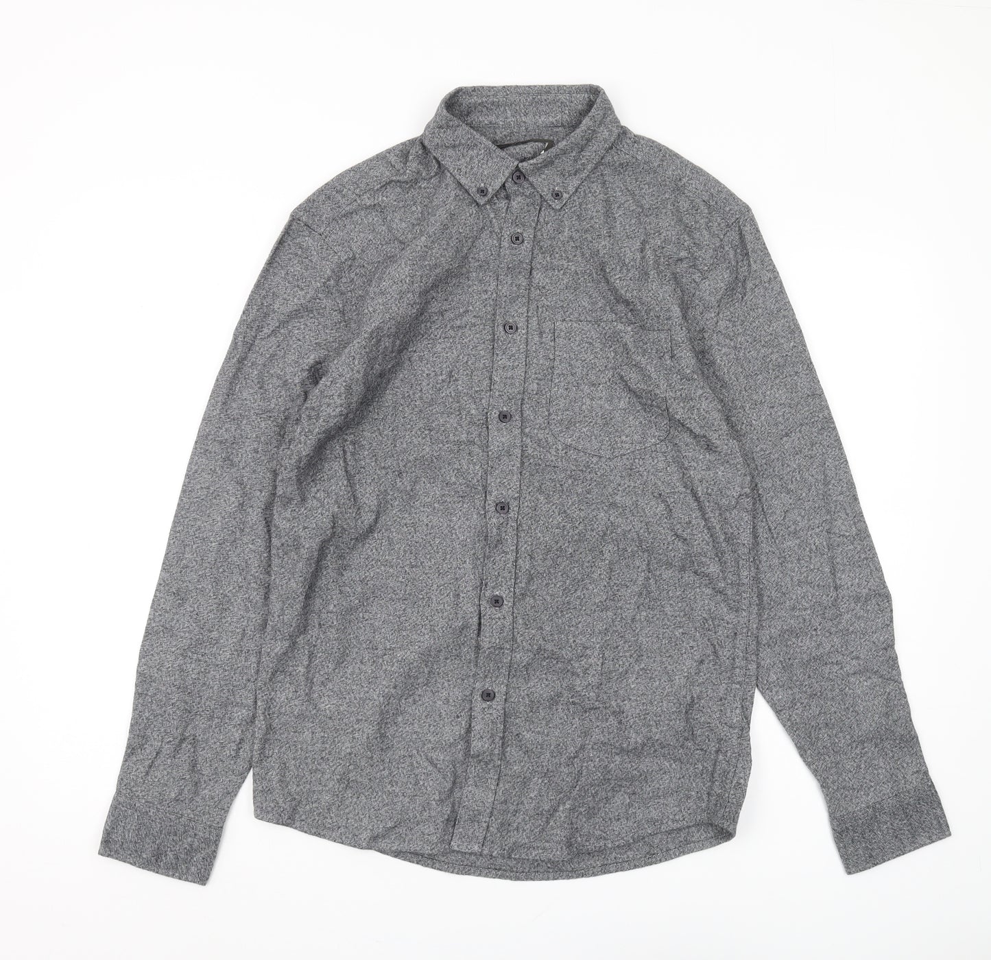 Marks and Spencer Men's Grey Button-Up Shirt S