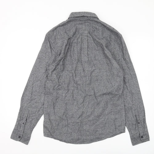 Marks and Spencer Men's Grey Button-Up Shirt S