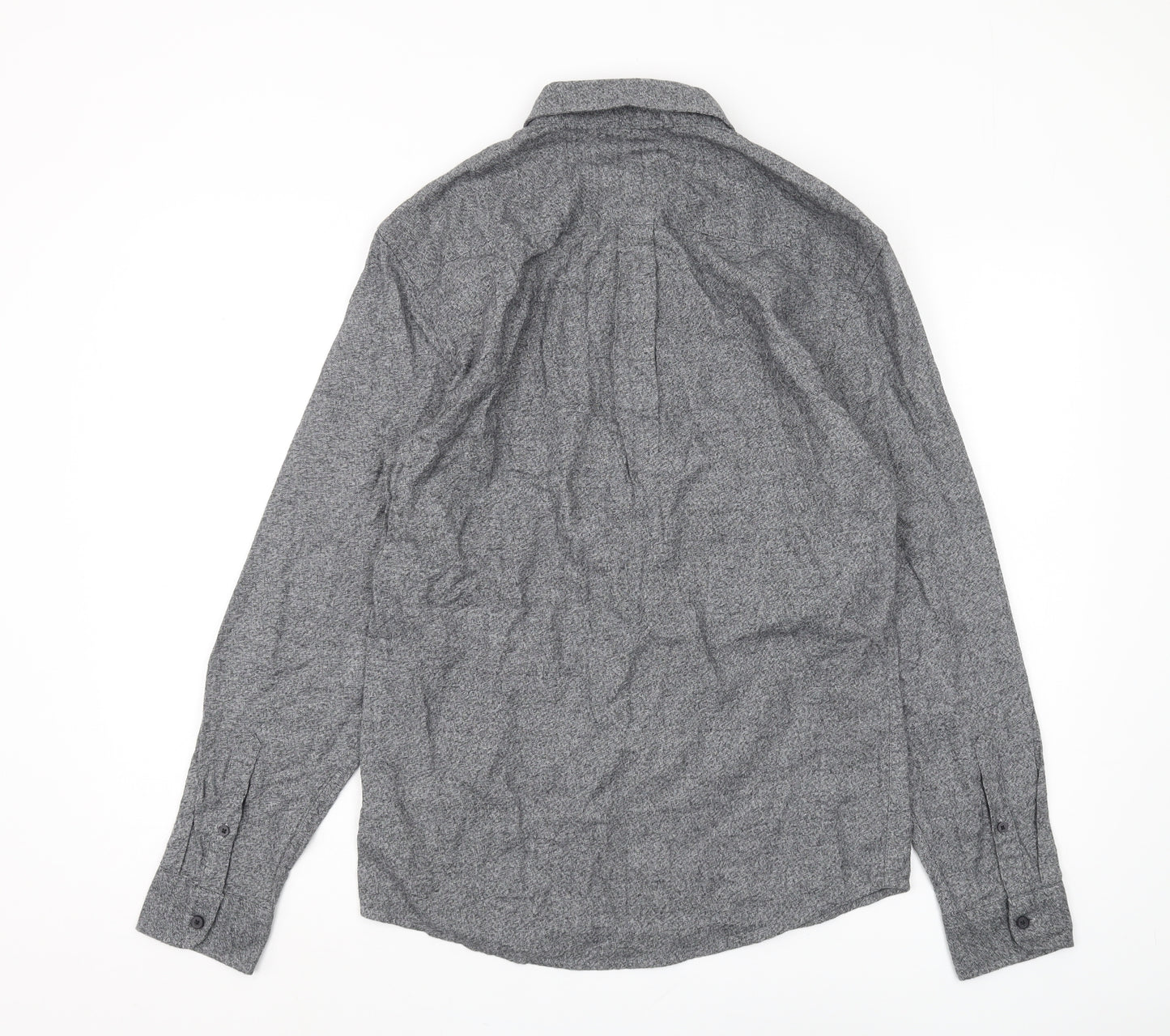 Marks and Spencer Men's Grey Button-Up Shirt S