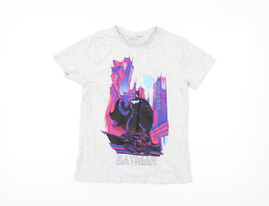 Front view of Pep&Co boys’ grey batman t-shirt 10-11 years graphic casual