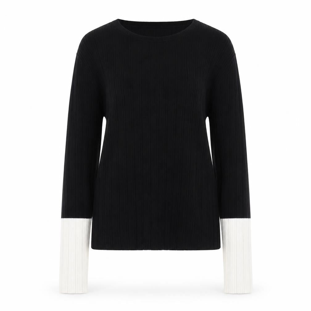 Front view of Mango Women's Black jumper, size S, Wool Blend