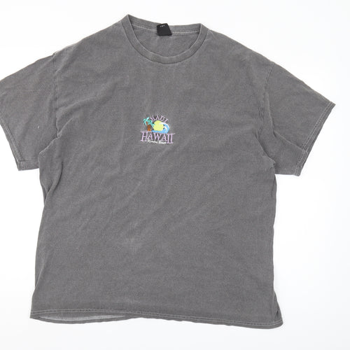 Urban Outfitters Men's Grey Hawaiian T-Shirt - Medium