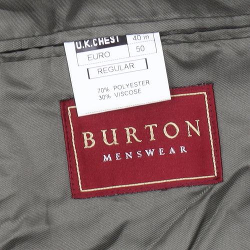 Burton Men's Grey Double-Breasted Business Blazer 40R