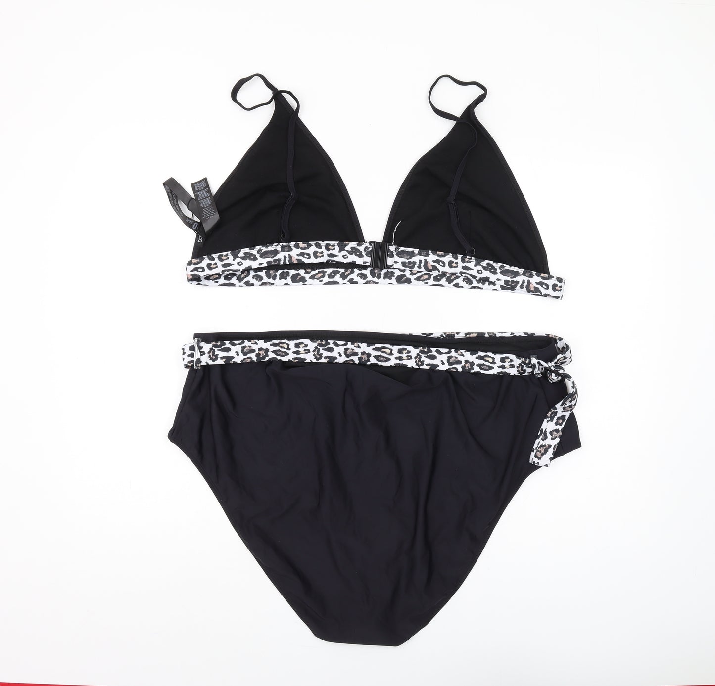 Boohoo Plus Black Animal Print Triangle Bikini