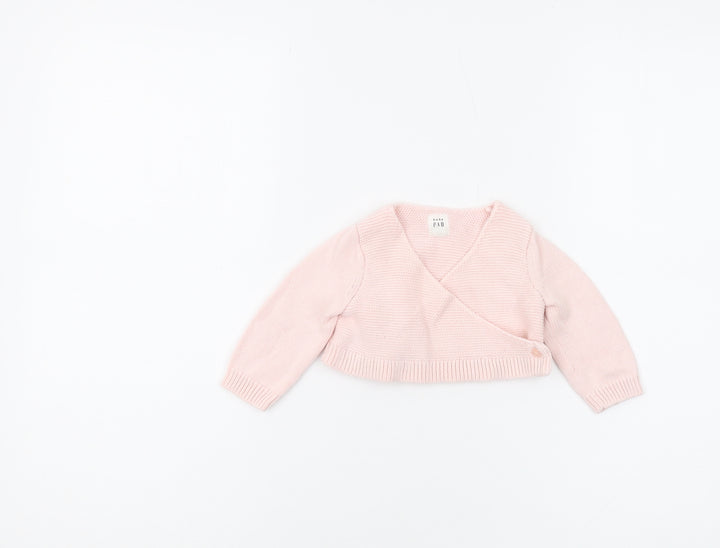 Gap Unisex Baby Pink Wrap Jumper 3-6 Months Cotton Knit