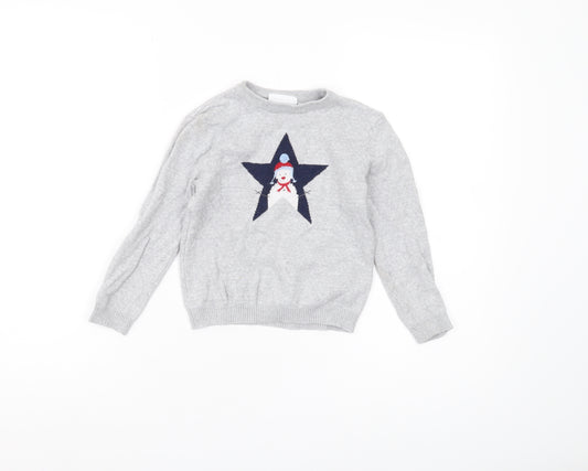 The Little White Company Boys Grey Star Jumper 4-5 Years