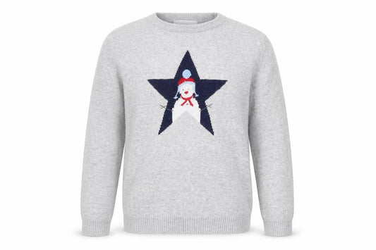 The Little White Company Boys Grey Star Jumper 4-5 Years