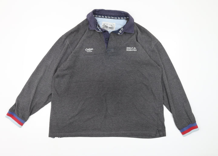 Cotton Traders Men's Grey XL Henley Sweatshirt
