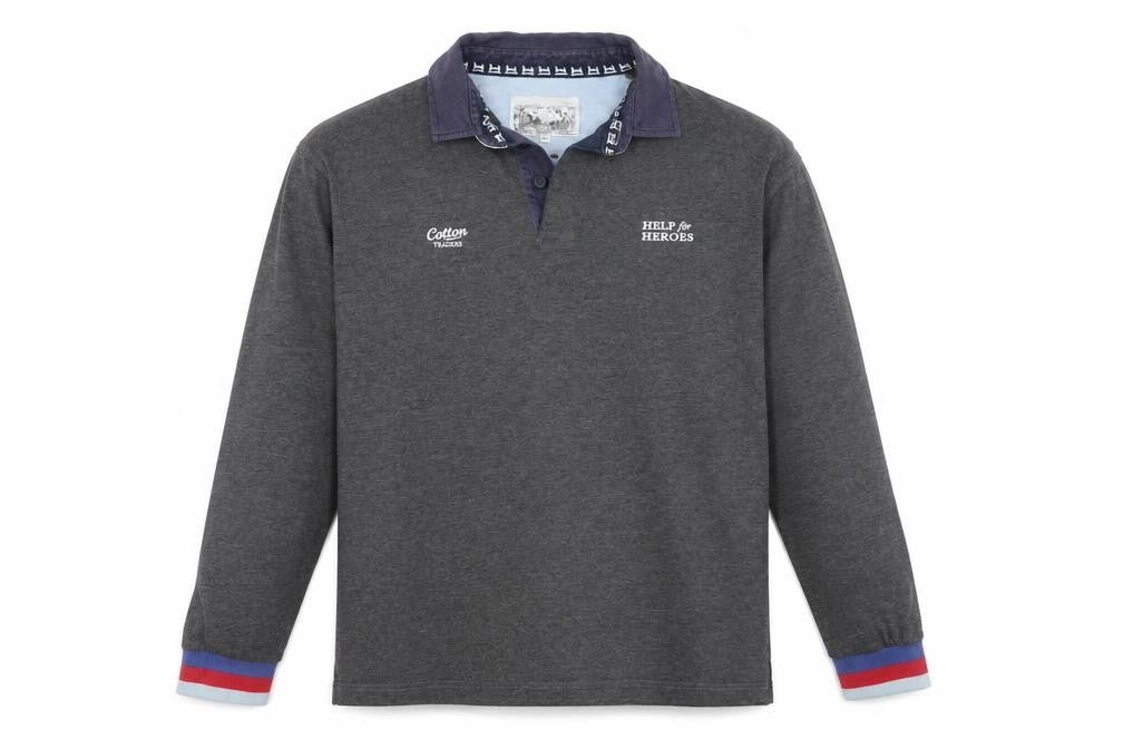 Front view of Cotton Traders Men's Grey XL Henley Sweatshirt