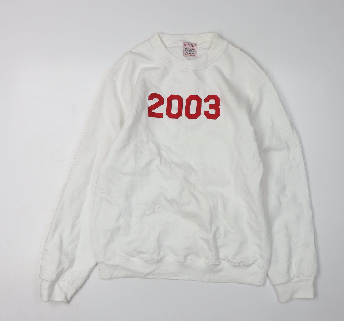 Rock on Ruby Women White Pullover Sweatshirt M